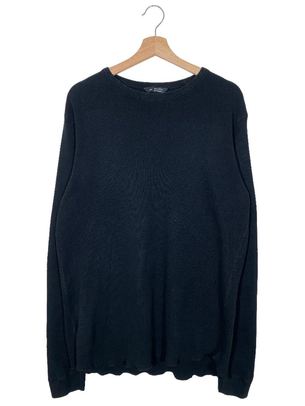 Wings + Horns Long Sleeve Waffle Knit Thermal Shirt Black men's size Large